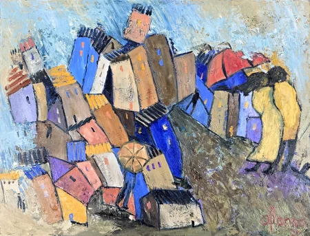 caminando bajo la lluvia